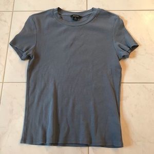 Monki Slate Blue Ribbed Shirt